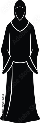 Monk silhouette vector art illustration