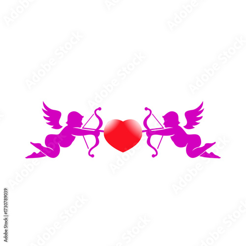 Cupid and heart. Love icon. Valentines day vector illustration