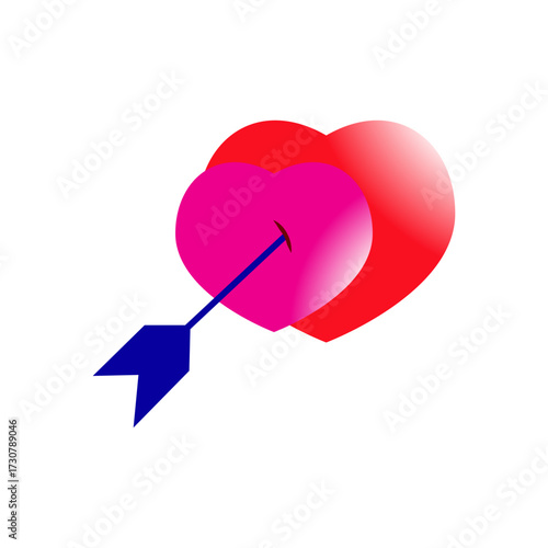 Heart pierced by an arrow. Love icon. Vector illustration on white background.