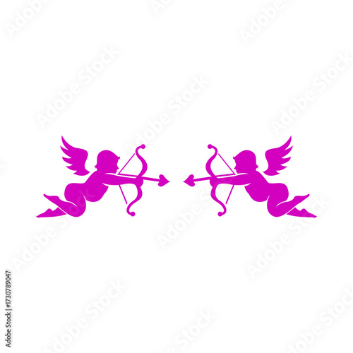 Cupid with bow and arrow icon. Flat design style eps 10