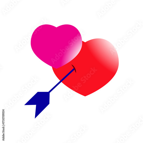 Heart pierced by an arrow. Love icon. Vector illustration on white background.