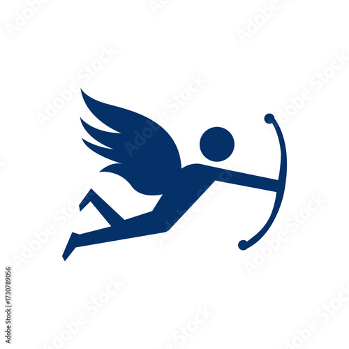 Cupid icon. Cupid with bow and arrow. Vector illustration