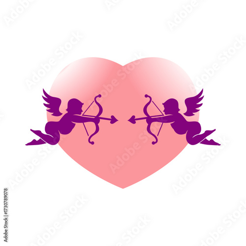 Cupid icon. Cupid with bow and arrow. Love symbol.