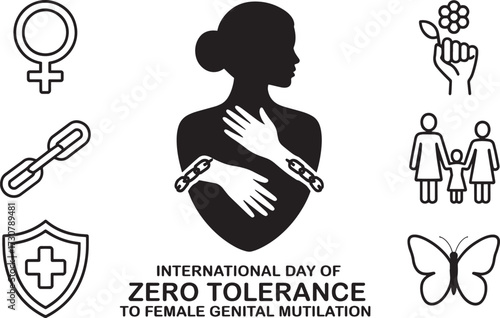 International Day Zero Tolerance Female Genital Mutilation concept vector illustration