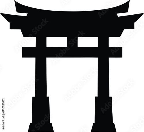Torii gate silhouette vector art illustration