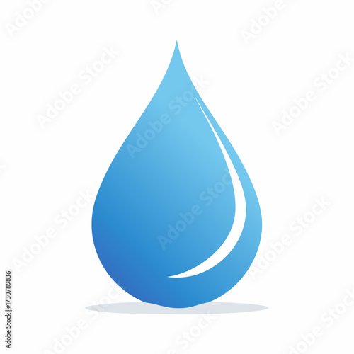 Illustrative graphic of a vibrant blue water drop with a clean and modern design showcasing purity