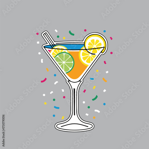 Celebrate National Vodka Day with festive vodka bottles, shot glasses, and party elements in a vibrant solid color vector illustration, perfect for posters and t-shirts