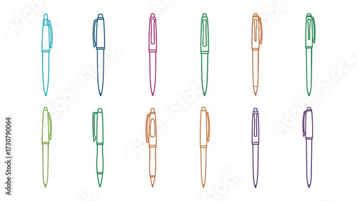 Pens of Purpose: A collection of colorful pens artfully arranged, showcasing the diverse tools of creation, communication, and thought.