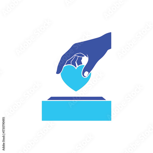 Vector art of hand dropping a heart into a donation box
