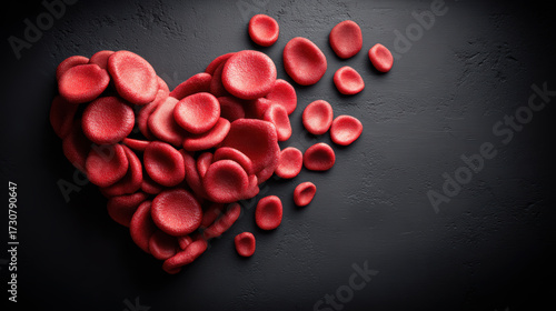 Red blood cells in shape of hearts - love in our veins