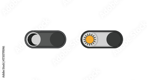 Toggle switch in two states off and on with sun icon