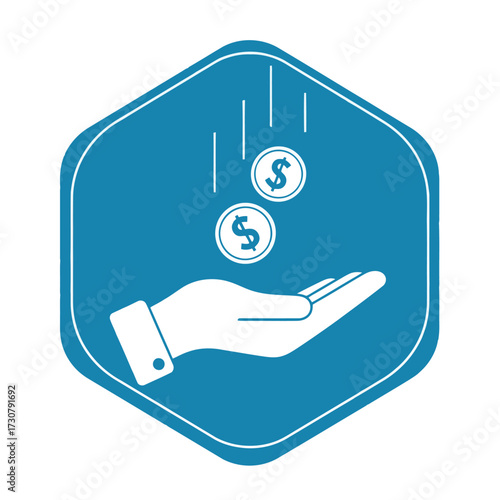 Vector art of hand receiving falling coins