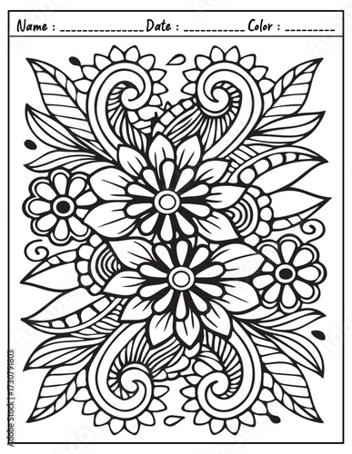 Mandala Coloring Page & Book for Adults and Kid. High resolution (300 DPI), Ready to print on standard 8.5x11-(A4) inch paper With (No Bleed), Black and White. Vector illustration
