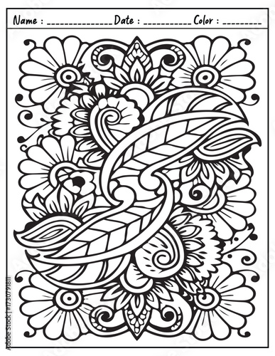 Mandala Coloring Page & Book for Adults and Kid. High resolution (300 DPI), Ready to print on standard 8.5x11-(A4) inch paper With (No Bleed), Black and White. Vector illustration
