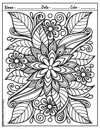 Mandala Coloring Page & Book for Adults and Kid. High resolution (300 DPI), Ready to print on standard 8.5x11-(A4) inch paper With (No Bleed), Black and White. Vector illustration
