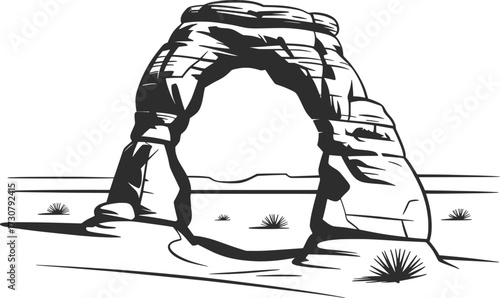 Desert Stone Landmark Vector Illustration.