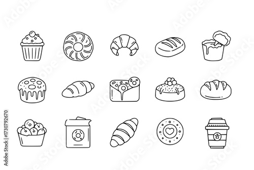 Set of conceptual icons. Vector icons in flat linear style for web sites, applications and other graphic resources. Set from the series - Bakery Products. Editable outline icon.