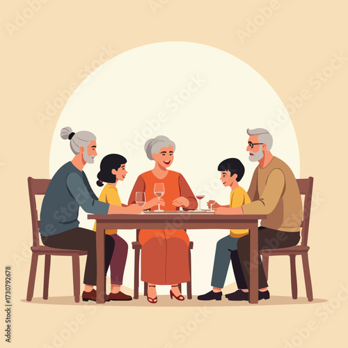 International Day of Older Persons vector illustration promoting respect, dignity, senior citizen rights, elderly care, global awareness, family support, and intergenerational unity