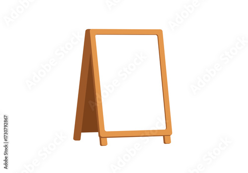An easel stands its wooden frame outlining a blank white canvas