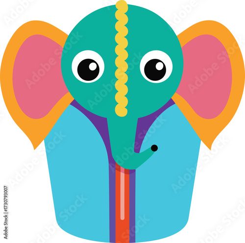 Cute elephant peeking out from a partially opened zipper vector illustration design