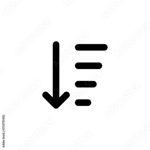 Sorting icon representing the organization or arrangement of data, commonly used in applications for attribute sorting, filtering, or data management