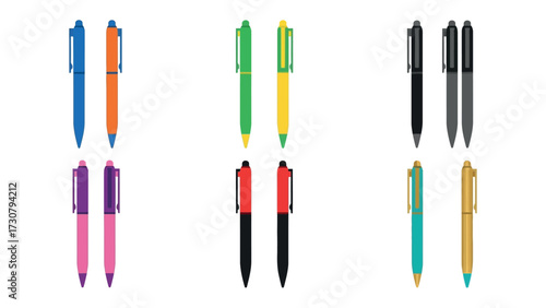Colorful Pens: An arrangement of vibrant pens ready for use. Capturing simplicity, design, and writing.