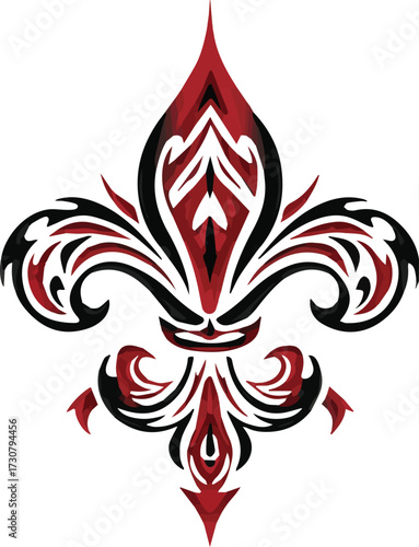 Vector art of fleur de lis tattoo design with a tribal style