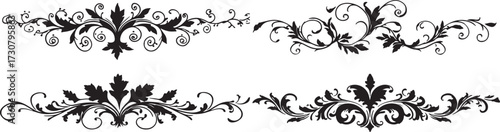 Vector art of set of decorative floral ornaments for design element