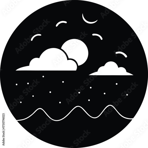 Atmosphere science layer silhouette vector art illustration