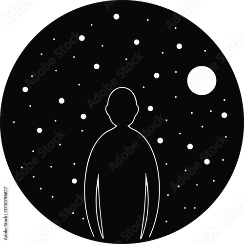 Cosmos background silhouette vector art illustration