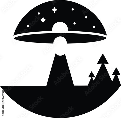 Extraterrestrial life silhouette vector art illustration