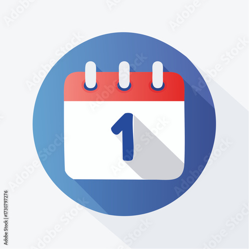 Vibrant calendar icon depicting the first day, perfect for scheduling reminders events  or