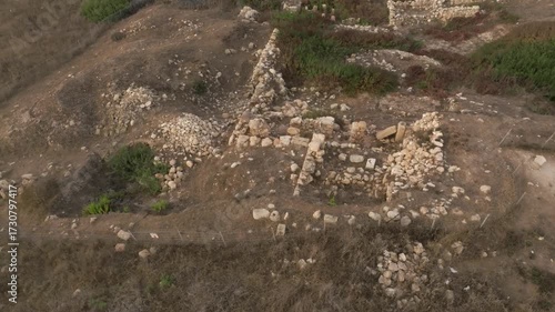 Aerial View of Tel Shikmona Ancient Ruins on Mediterranean Coastline Israel