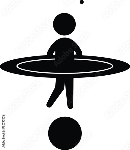Gravity physics concept silhouette vector art illustration