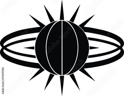 Magnetosphere earth field silhouette vector art illustration