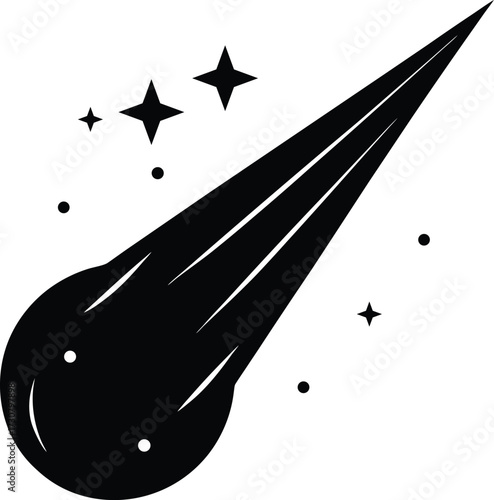 Meteor shower space event silhouette vector art illustration