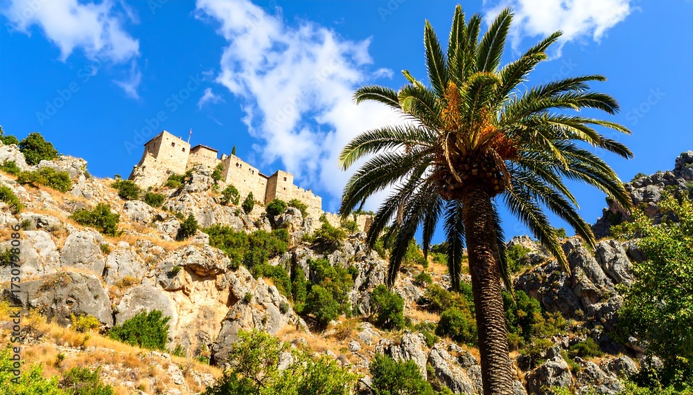 Fototapeta premium Sunny hillside castle