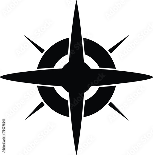 Pulsar rotating star silhouette vector art illustration