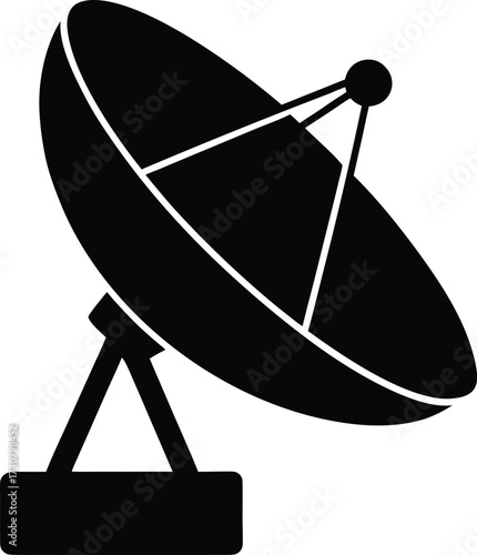 Satellite Dish Silhouette Vector Art Illustration