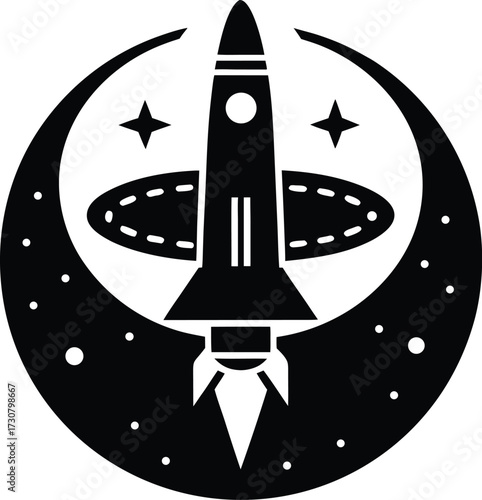 Space Docking Silhouette Vector Art Illustration
