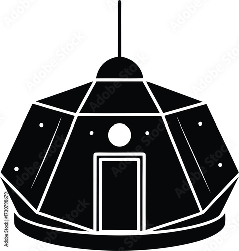 Space Habitat Module Silhouette Vector Art Illustration