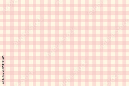 Pastel pink gingham fabric square checkered seamless pattern texture background vector	
