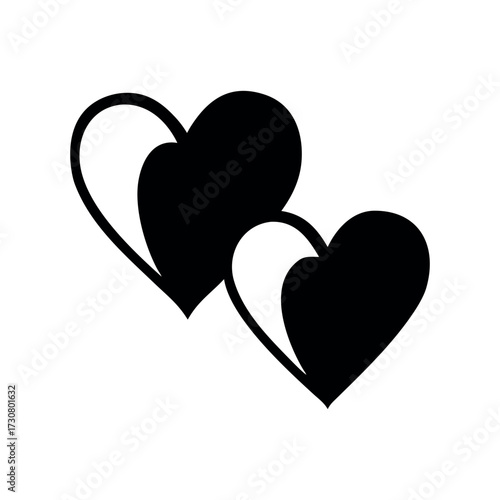Two hearts design symbolizing love romance and relationship Vector illustration