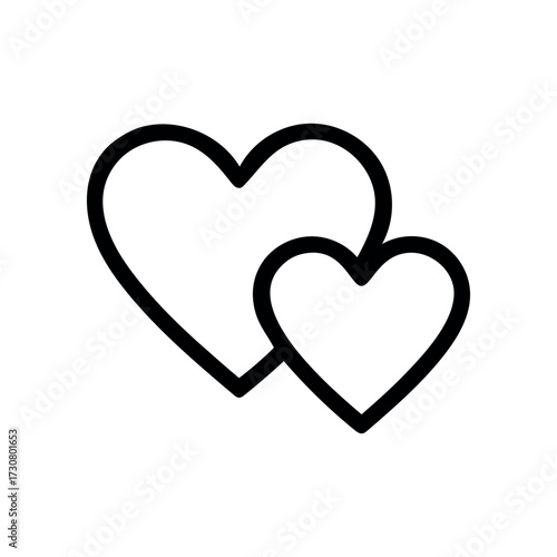 Romantic two hearts artwork representing unity and affection Vector illustration