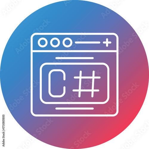 C Sharp Line Gradient Circle Background Icon