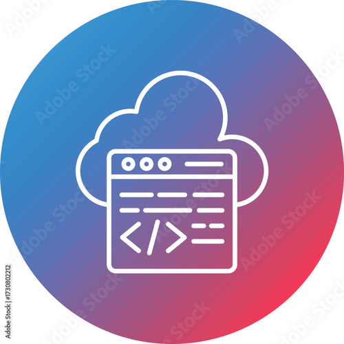 Cloud Coding Line Gradient Circle Background Icon