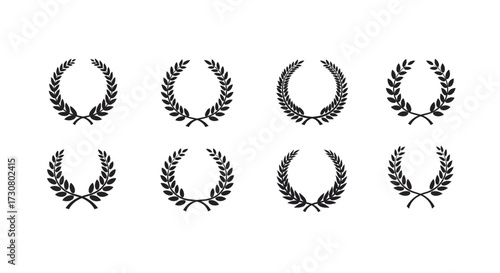 Collection of minimalist laurel wreaths displayed in a grid arrangement
