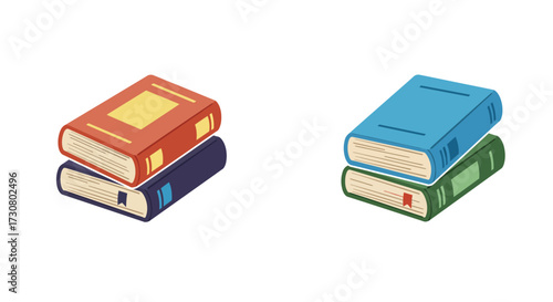 A colorful stack of books displayed in an isometric style illustration