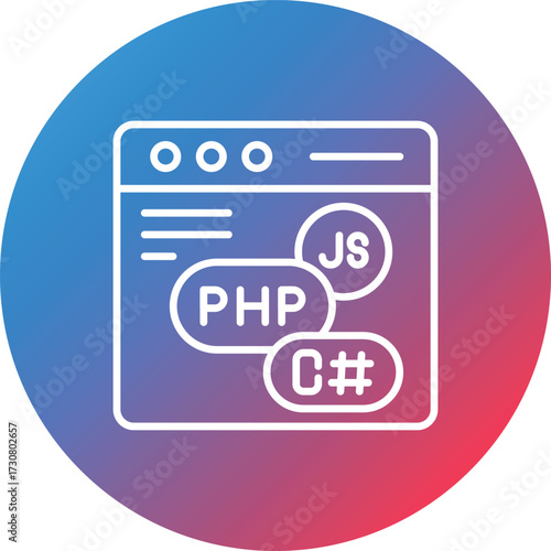 Coding Language Line Gradient Circle Background Icon