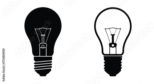 Two light bulbs one dark and one with a glowing filament